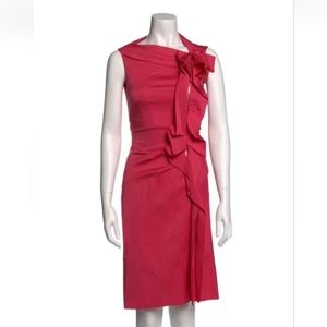 PAULE KA Women's Sheath Dress Business Ruffle Pink NWT Size FR 38 US 4 S $1.100